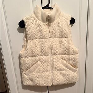 Reversible Cream Cable Knit Puffer Vest